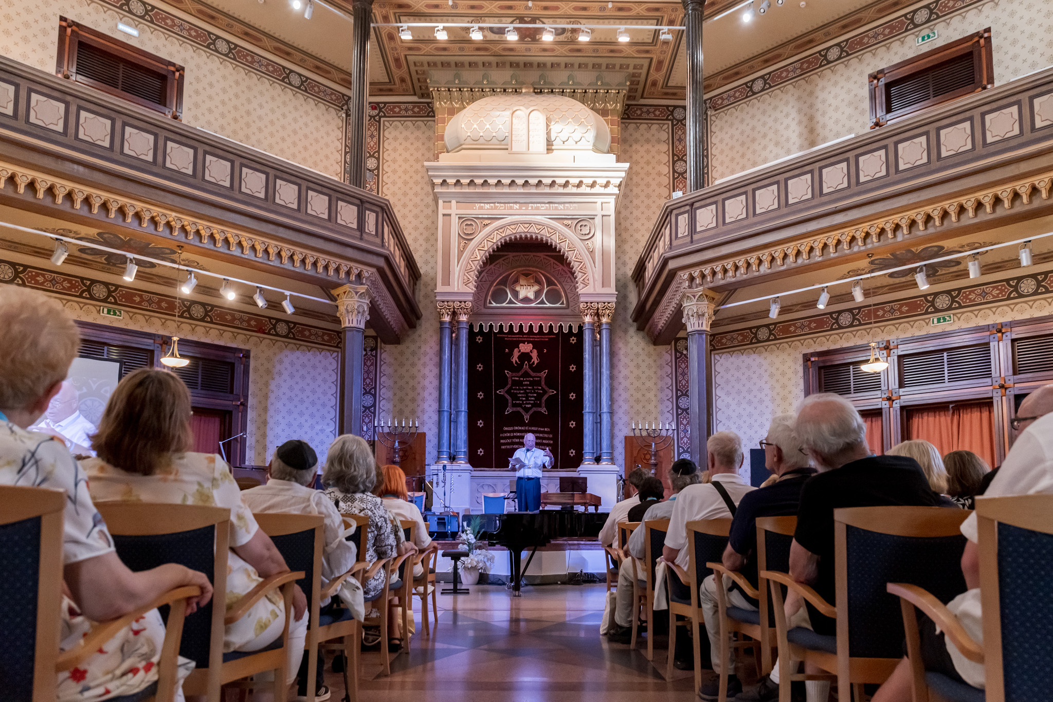 The opening ceremony filled the University Concert Hall, the former synagogue.