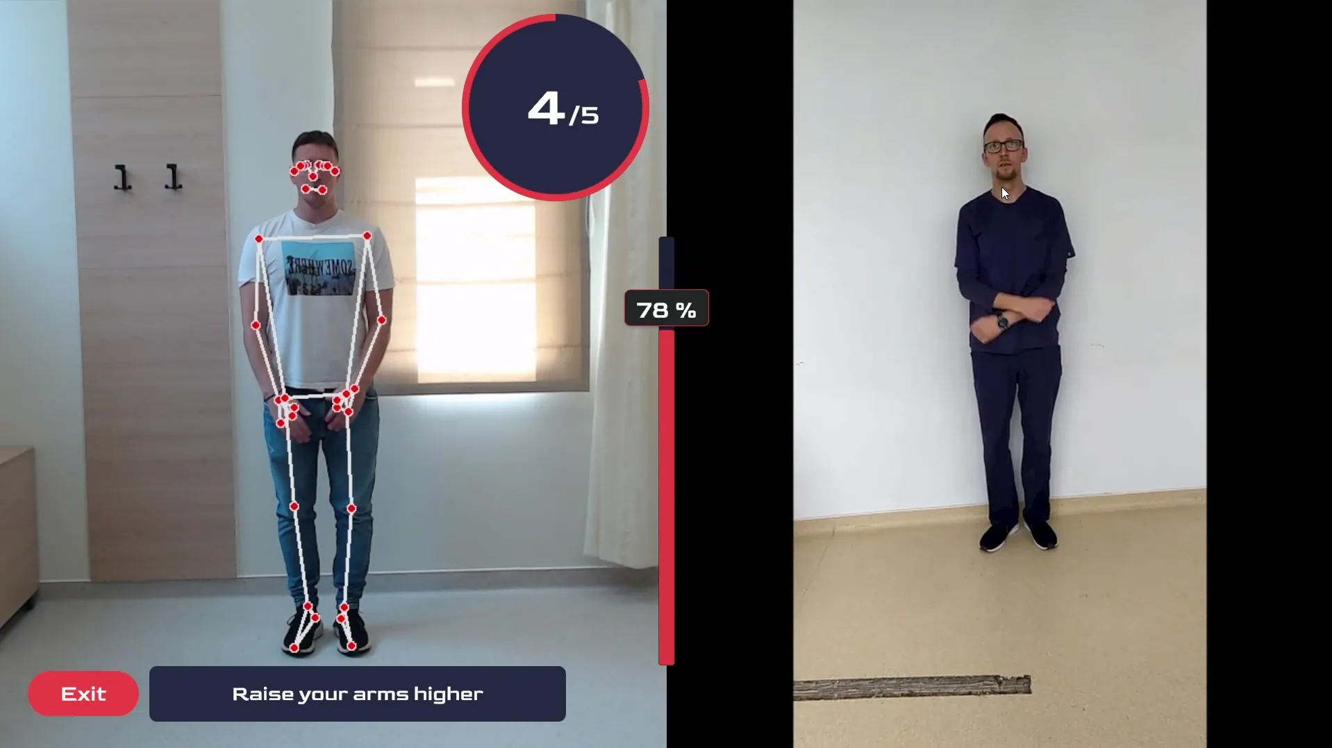 The telerehabilitation software developed by Széchenyi István University uses artificial intelligence to analyse the quality of the exercises performed by the patient