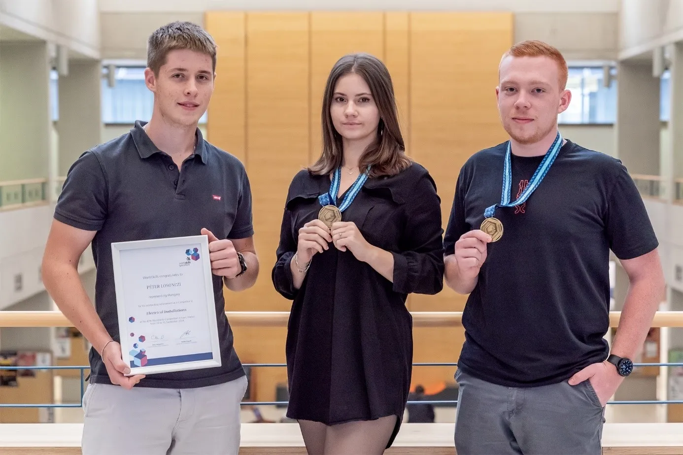 Péter Losonczi, Bianka Dely and Roland Izsó, students of Széchenyi István University, did well at the WorldSkills competition, also known as the WorldSkills Championships (Photo: András Adorján)