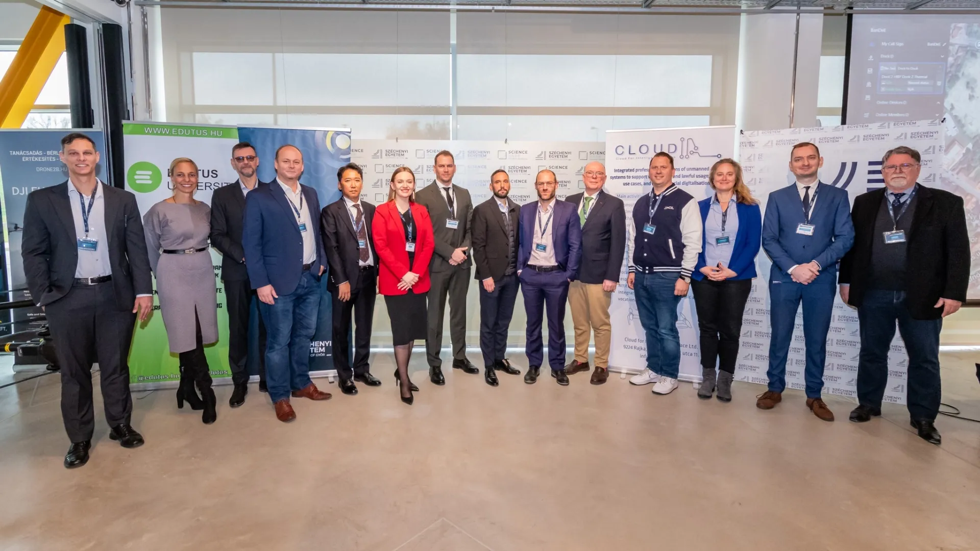A group of speakers and organizers of the Drone Forum 2024 (Photo: Máté Dudás)
