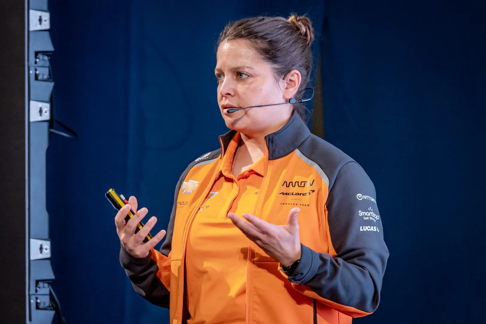 Kate Gundlach, race engineer of the Arrow McLaren IndyCar Team, introduced the audience to one of North America’s most popular motorsport series (Photo: András Adorján)