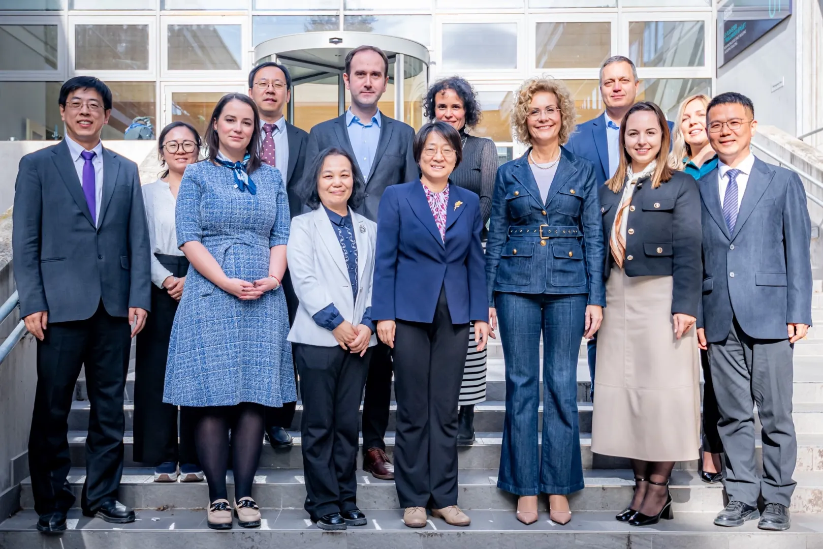 Representatives of Széchenyi István University and the Beijing University of Chemical Technology on the central campus in Győr (Photo: András Adorján)