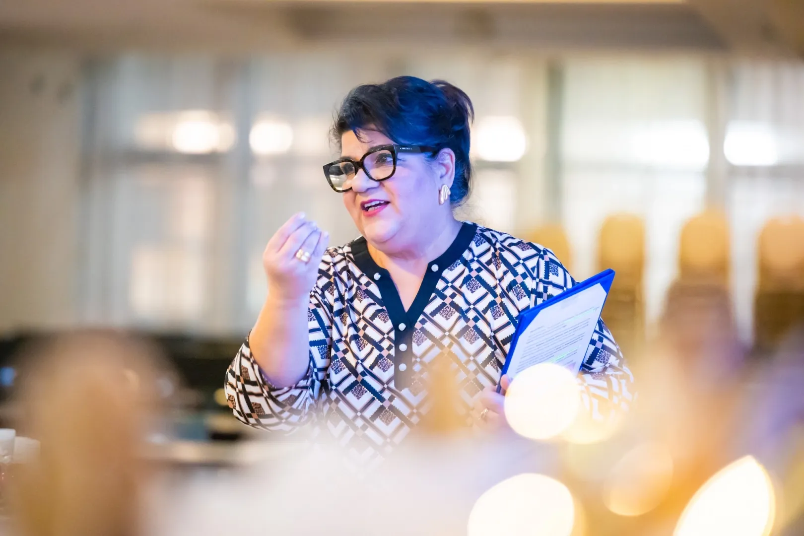 Sylvia Páliné Nyiri, the main organiser of the event, presented the thousand-year-old history and customs of Hanukkah (Photo: Balázs Miklós)
