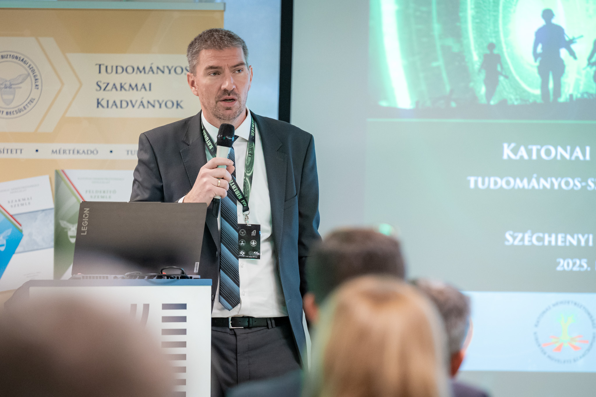 Dr Ferenc Szauter, Head of the Department of Defence Innovation and Critical Infrastructures, presented the University’s new organizational unit. (Photo: Dudás Máté)