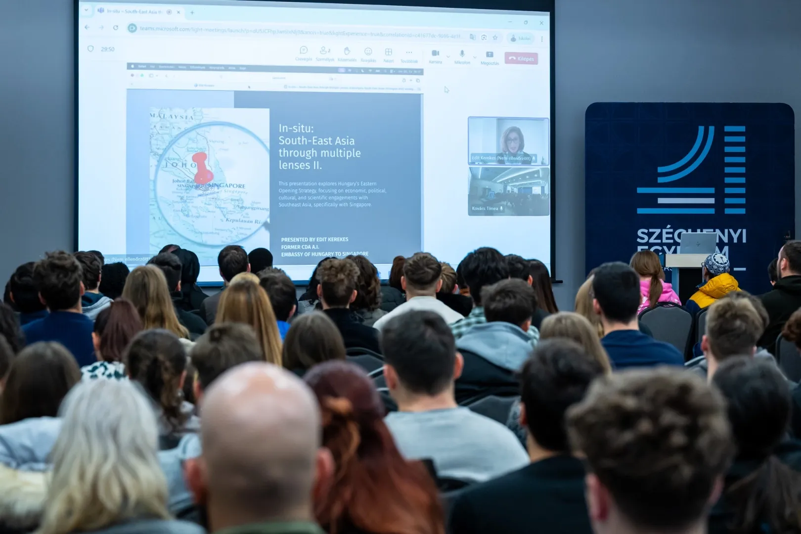 Edit Kerekes, former Chargé d’affaires at the Embassy of Hungary in Singapore, also emphasized the role of education diplomacy in her online lecture (Photo: Máté Dudás)