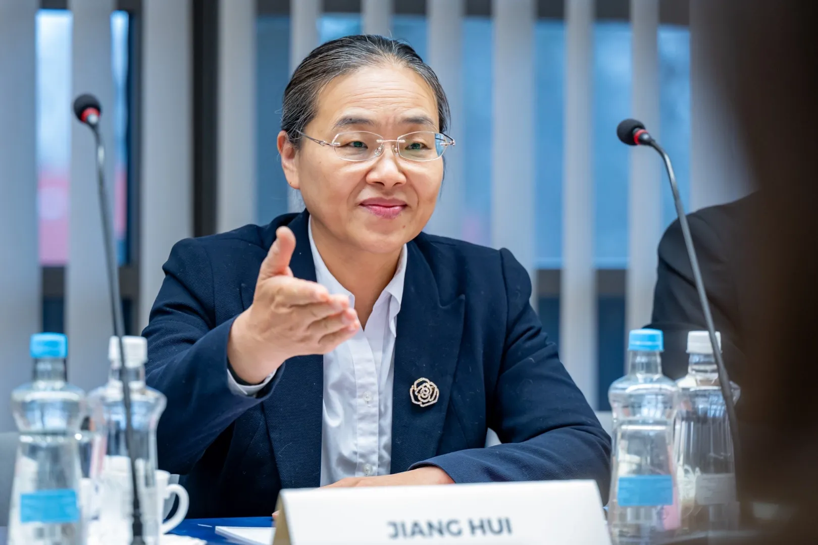 Jiang Hui, Vice President of Xuzhou University of Technology, during discussions on future cooperation opportunities at Széchenyi István University (Photo: András Adorján)