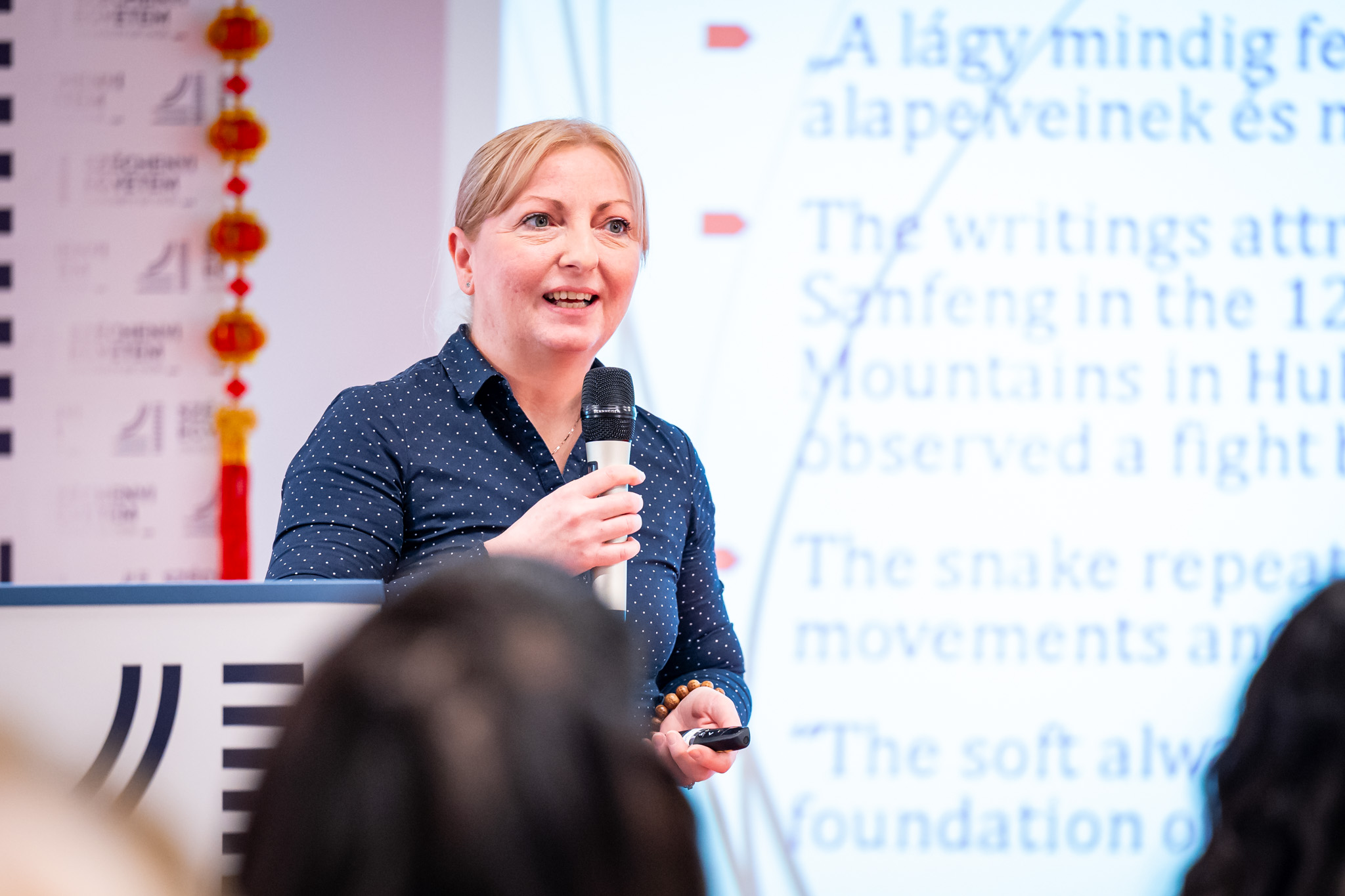 Anita Eredics, Wudang taiji and qigong instructor and 24th-generation Longmen Taoist priest, also demonstrated the positive health effects of tai chi and qigong (Photo: Máté Dudás)