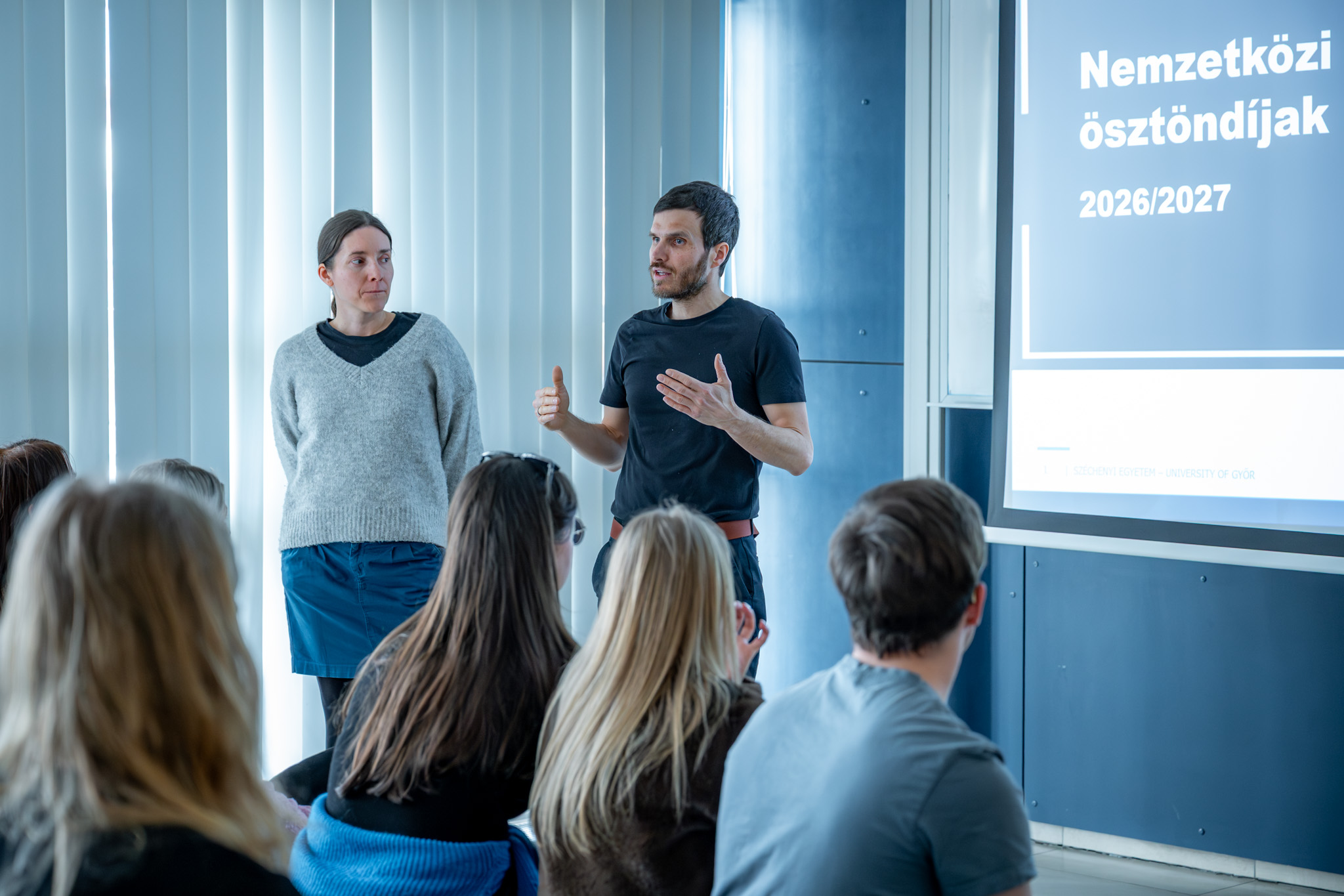 At the event, Júlia Stein and Ádám Tátrai, lecturers of the university, also shared their personal experiences related to the Pannonia Scholarship Programme (Photo: András Adorján)