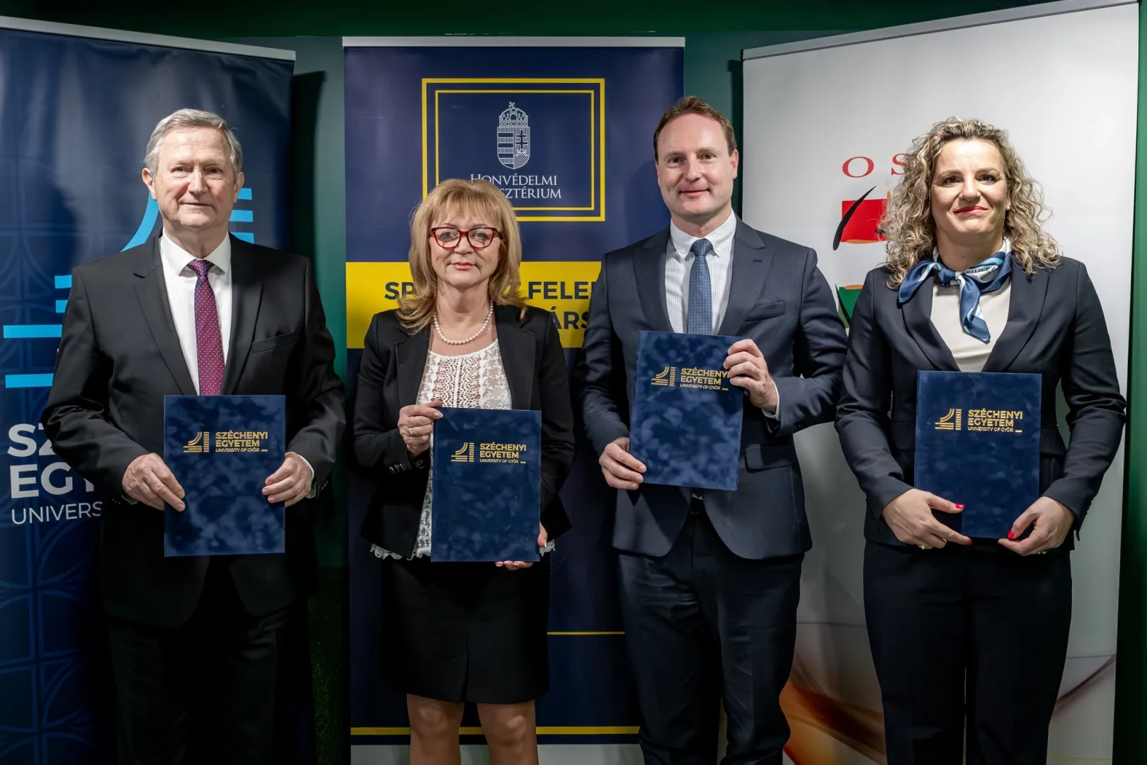 The cooperation agreement was signed in a ceremonial setting by Professor Ferenc Friedler, Rector and Vice-President for Scientific Affairs at Széchenyi István University; Dr Ágnes Soós, Director General of the National Institute for Sports Medicine; Dr Bálint Filep, President of the University; and Dr Angéla Somogyi, Dean of the Faculty of Health and Sport Sciences. (Photo: András Adorján)